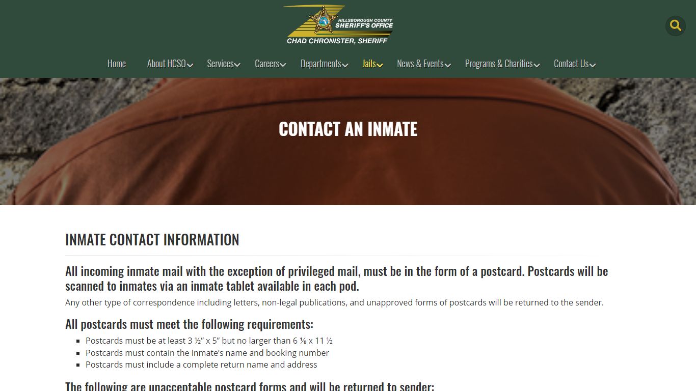 Contact an Inmate | HCSO, Tampa FL - teamhcso.com
